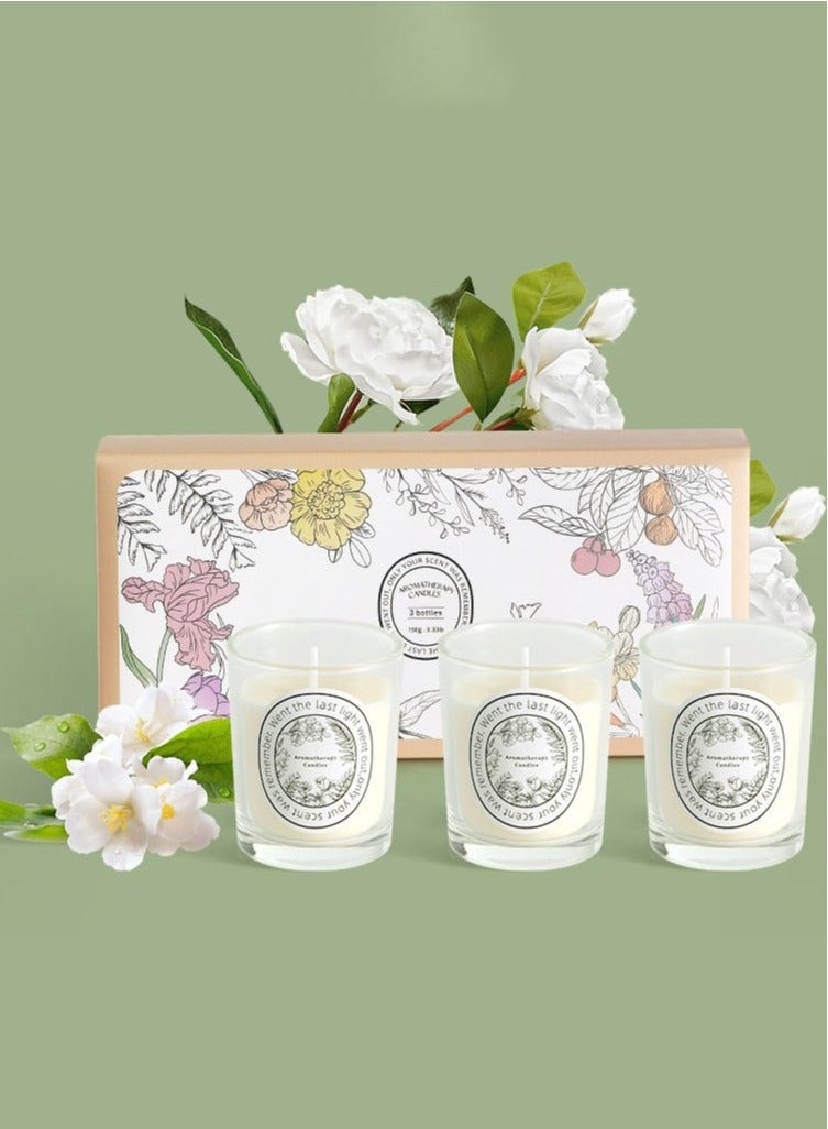 جولدن مجموعة من 3 شموع معطرة، ثلاث روائح مختلفة، اللون: أبيض - Image 4